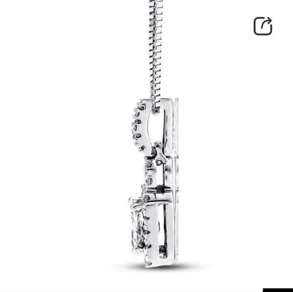 Diamond Necklace 1/4 ct tw Princess-Cut In 10K White Gold - Picture 3 of 12